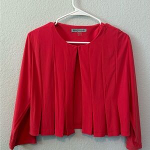 Danny & Nicole Coral Red Open Front Pleated Jacket NWT Size Large